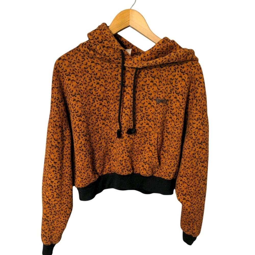 Levi's Laundry Day Hoodie Leopard Cropped Hoodie Sweatshirt Womens Size XL E